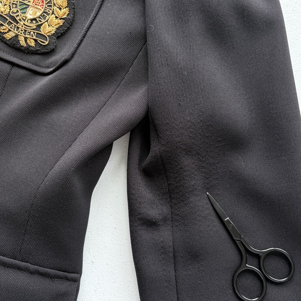 Lauren Ralph Lauren VTG Wool Crest Blazer Gold Button Preppy 90s Black Size 10 - Picture 13 of 16